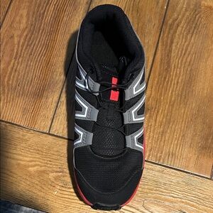 Salomon Black and Red Athletic Shoes